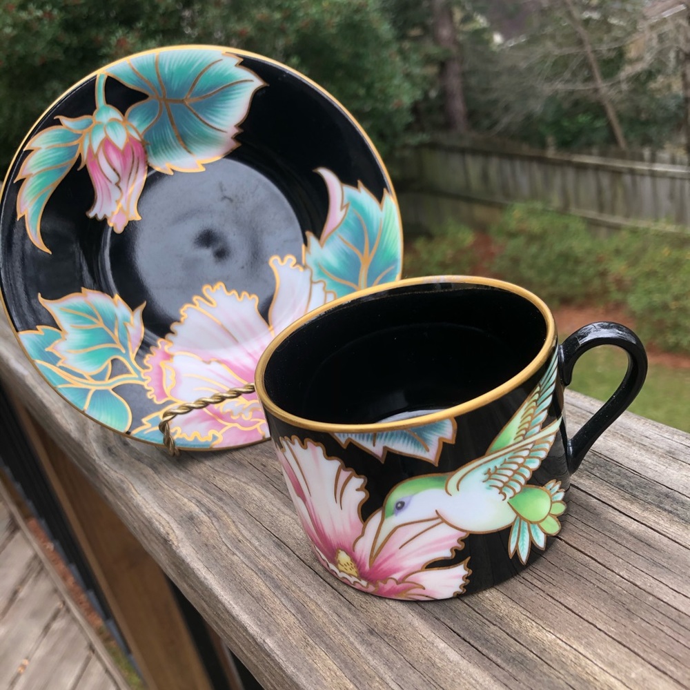 Vtg Fitz & Floyd Hummingbird Cup & Saucer